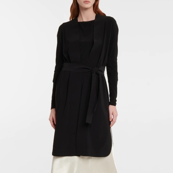 NWT MaxMara Leisure Tesoro Longline Wrap Jersey Cardigan in Black - Picture 1 of 10